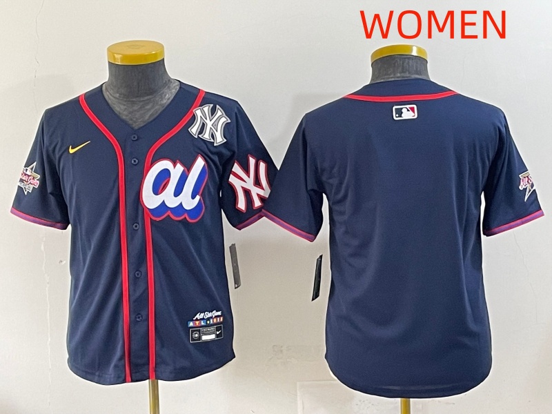 Women 2025 New York Yankees Blank Drak Blue All star Blank Blue Nike MLB Jersey style  3->women mlb jersey->Women Jersey